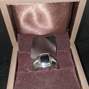 Men's Sterling Silver Onyx and Diamond Ring